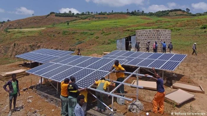 Solar panels in a rural community